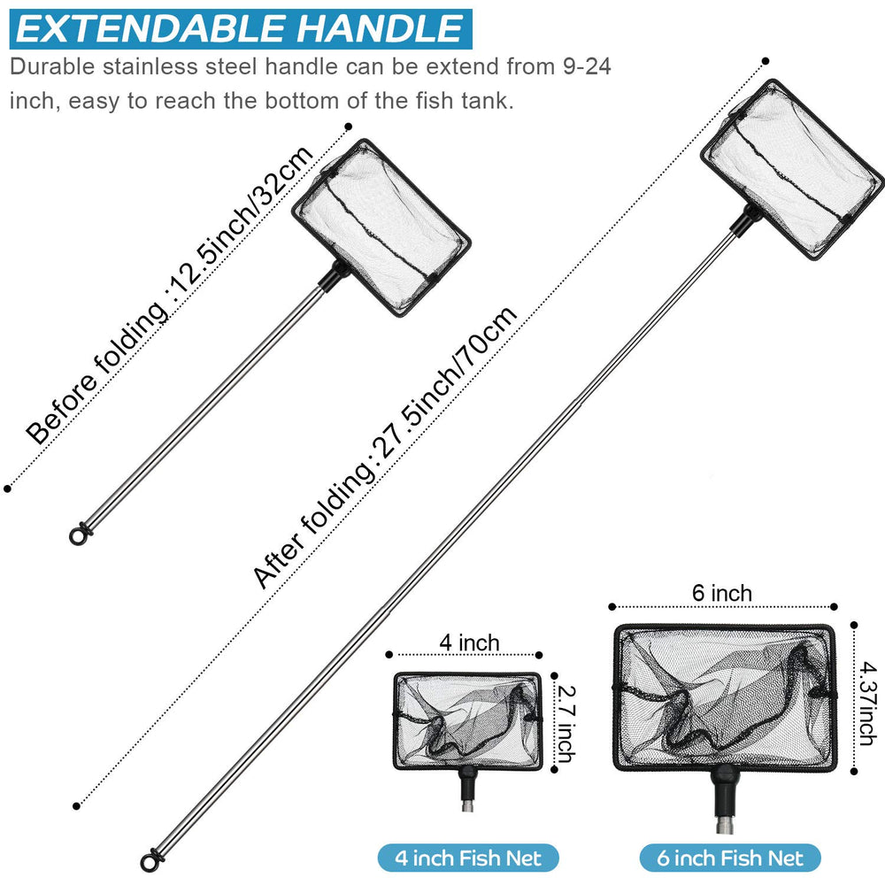 Sumind 6-inch fine-mesh fish tank net for larger fish up to four inches.