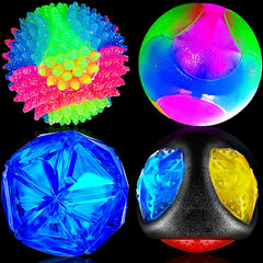 Sumind light-up blue rhombus dog ball glows for nighttime visibility.