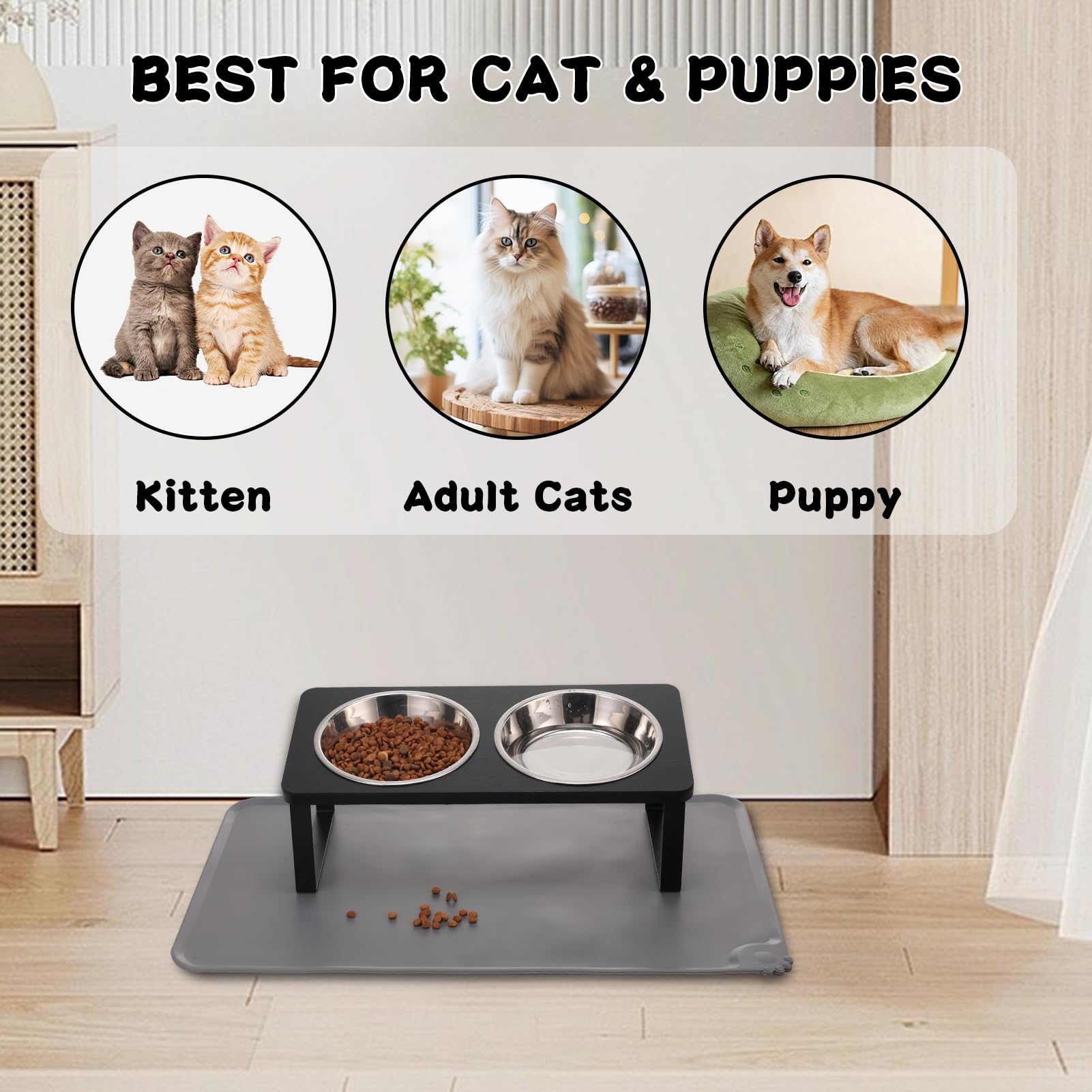 Summark anti-spill elevated bowls reduce mess during mealtime
