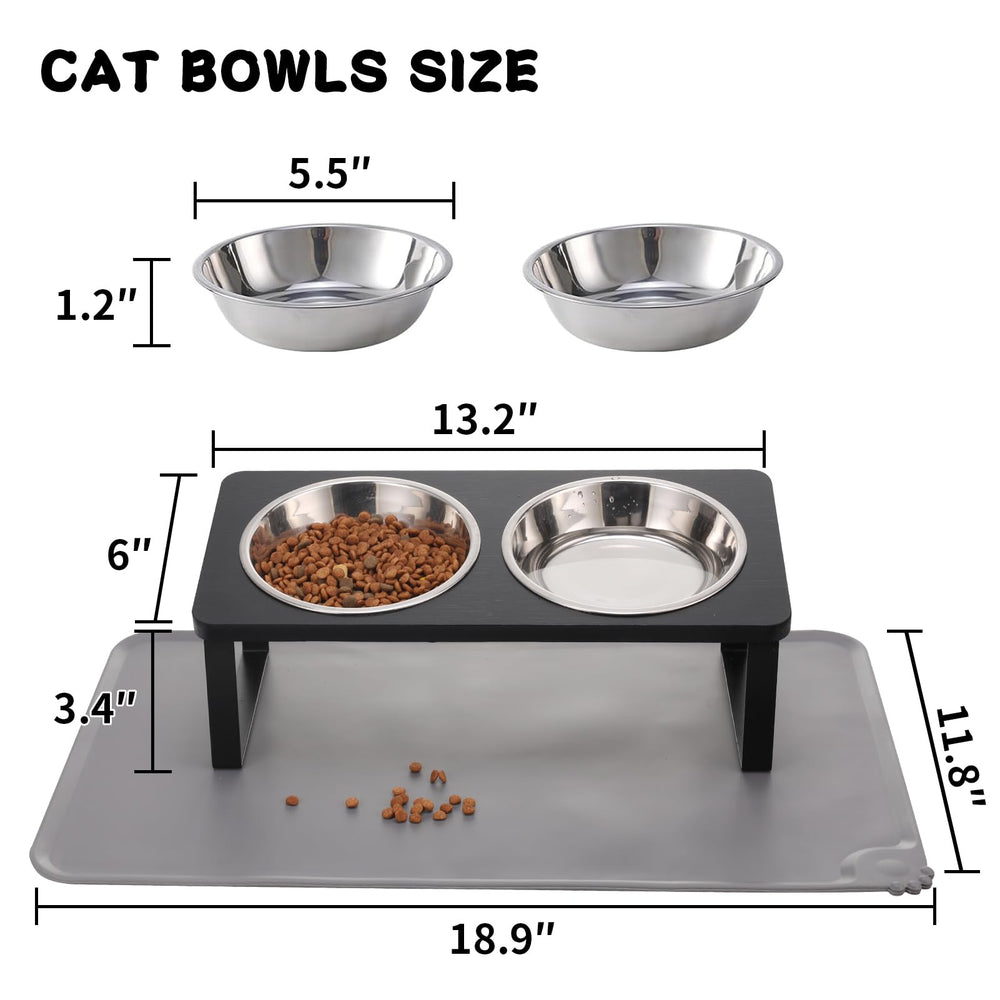 Summark cat and puppy bowl set in black for multi-pet households