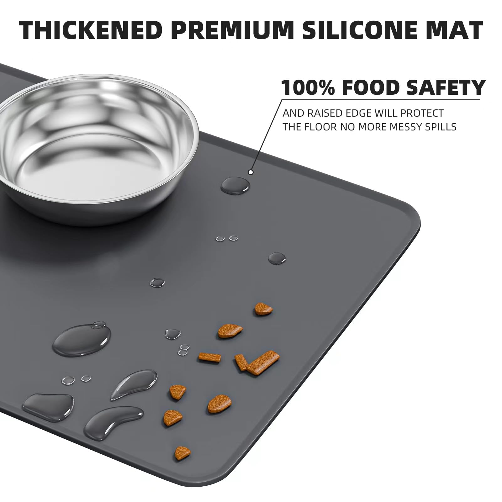 Summark silicone feeding mat protects floors by containing spills during meals.