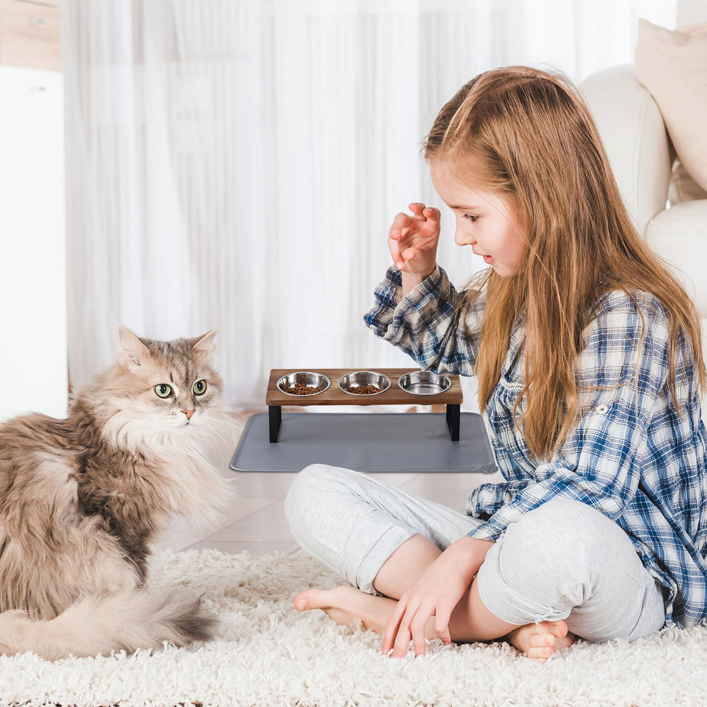 Summark rustic brown dining setup enhances pet mealtime aesthetics