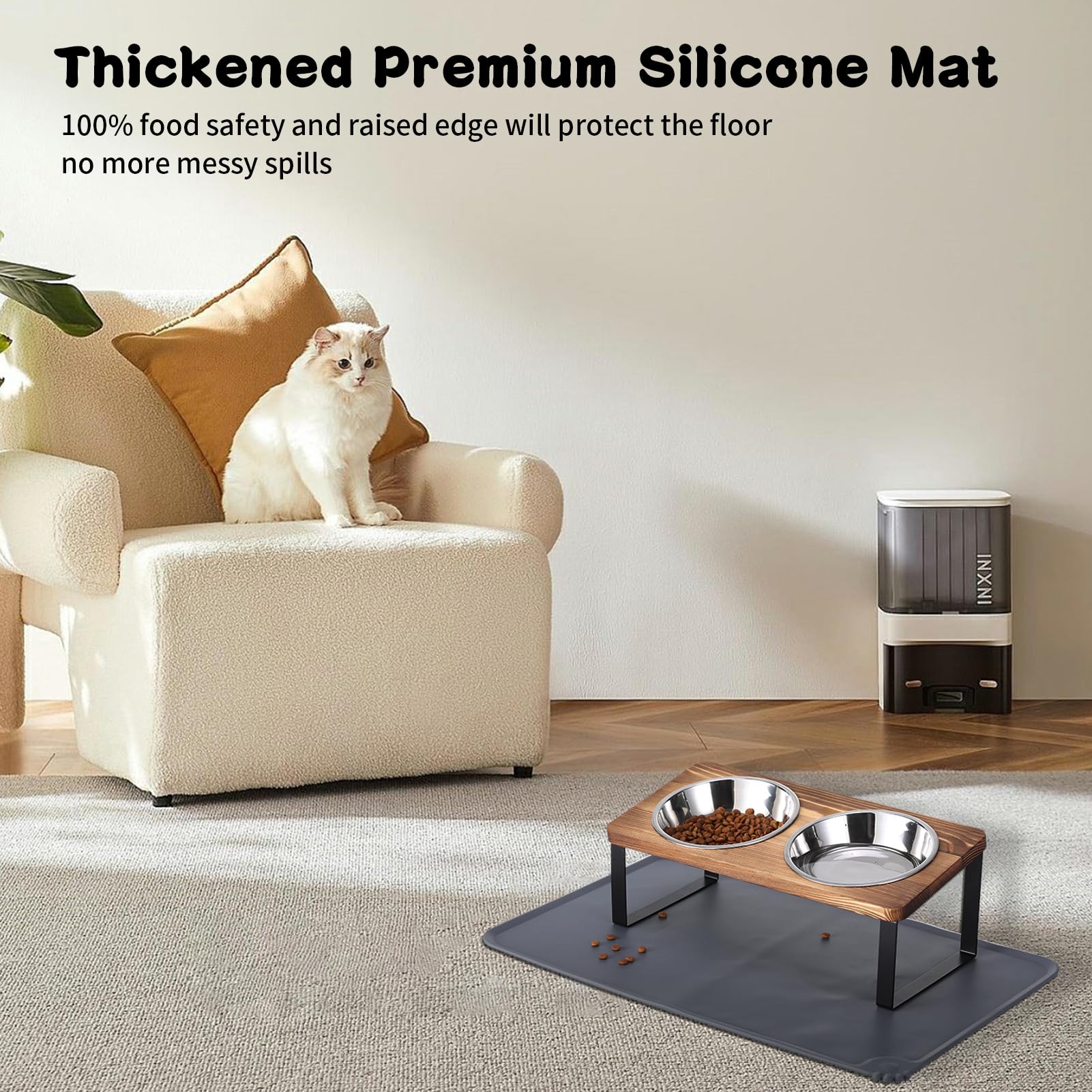 Summark Rustic Brown Wood Stand provides a stable, stylish feeding station.