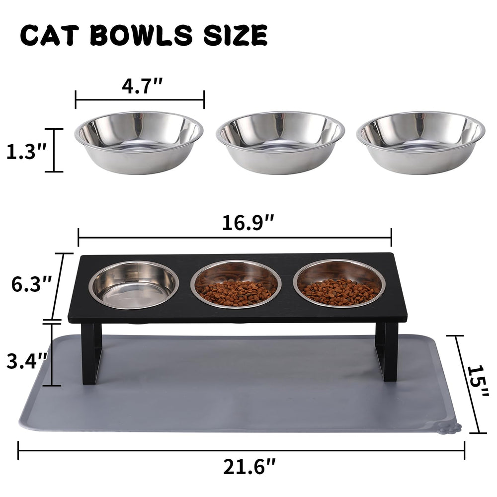Summark three-bowl cat dining set offers food and water options