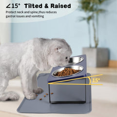 Summark navy blue elevated cat bowls add style and organization to feeding