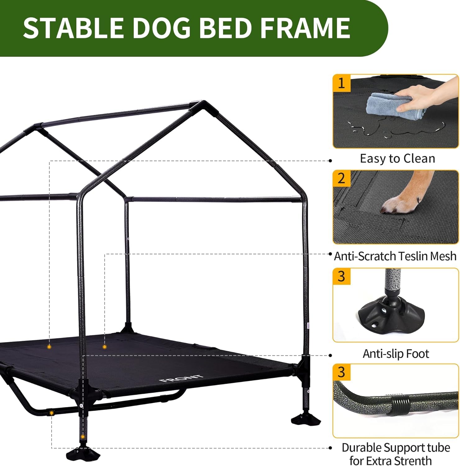 Summertrail 2-in-1 dog shade transform view illustrating removable top frame and waterproof cover.