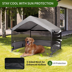 SUMMERTRAIL gray canopy shading a large dog outdoors
