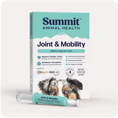Summit Canine Joint bottle pour demonstrates easy daily dosing for mobility support