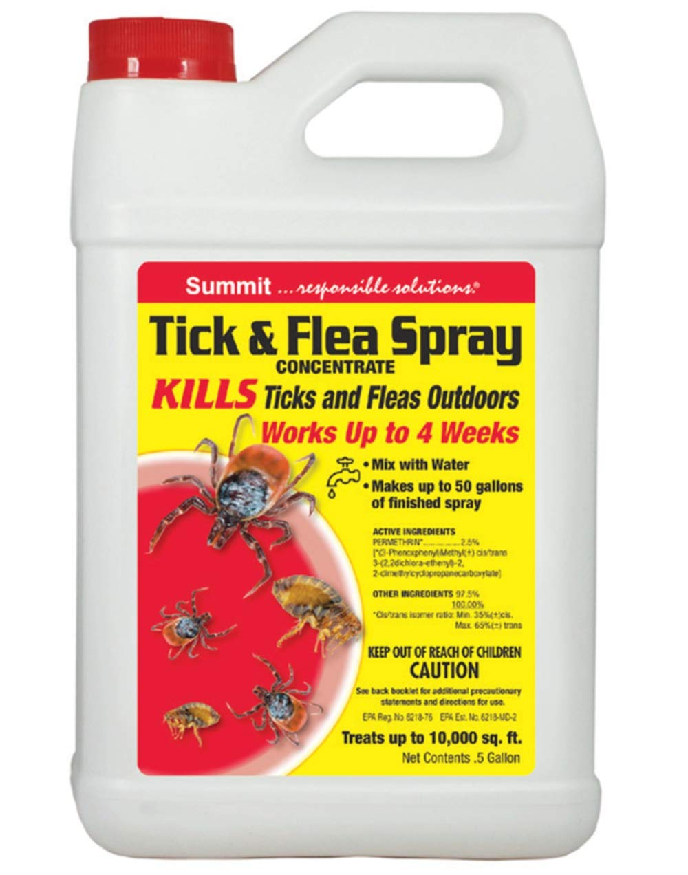 Summit Tick & Flea Spray bottle for yard protection against ticks and fleas, long-lasting.