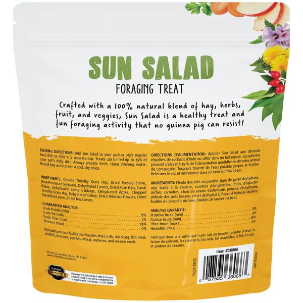 Sun Seed Vita Prima Sun Salad serving idea with guinea pig enjoying a healthy crunchy snack.