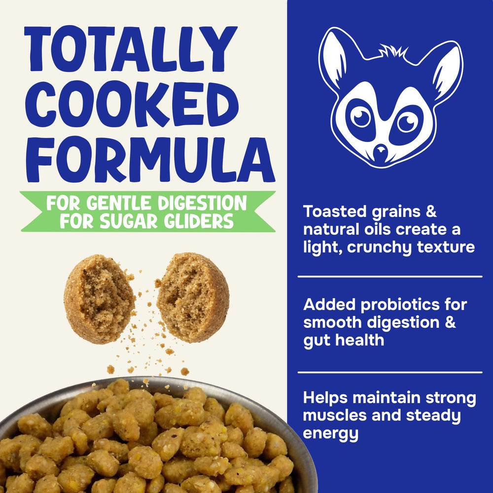 Suncoast Sugar Gliders nutrition label close-up emphasizes calcium, vitamins, and essential minerals