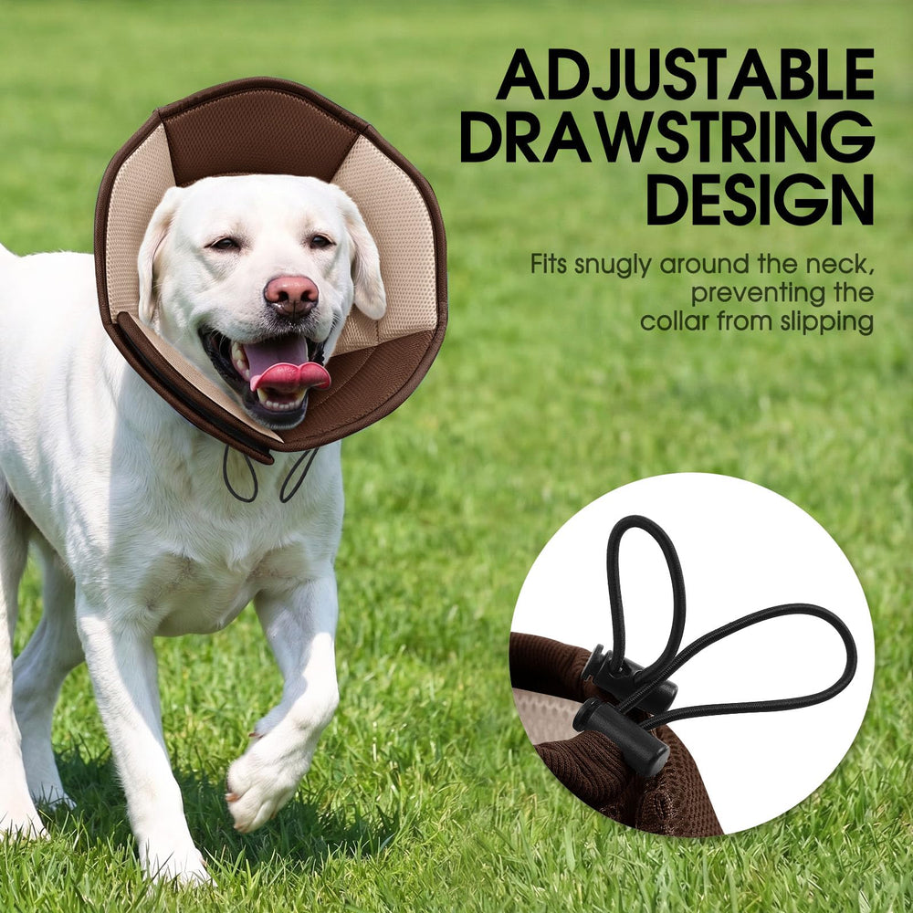 SUNFURA dog cone with adjustable strap provides quick on/off convenience