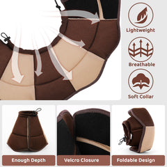 SUNFURA dog cone soft brown material supports gentle contact and skin comfort