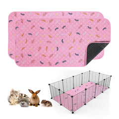 Sunheir guinea pig pee pad pink flatlay showing reusable, absorbent bedding option.