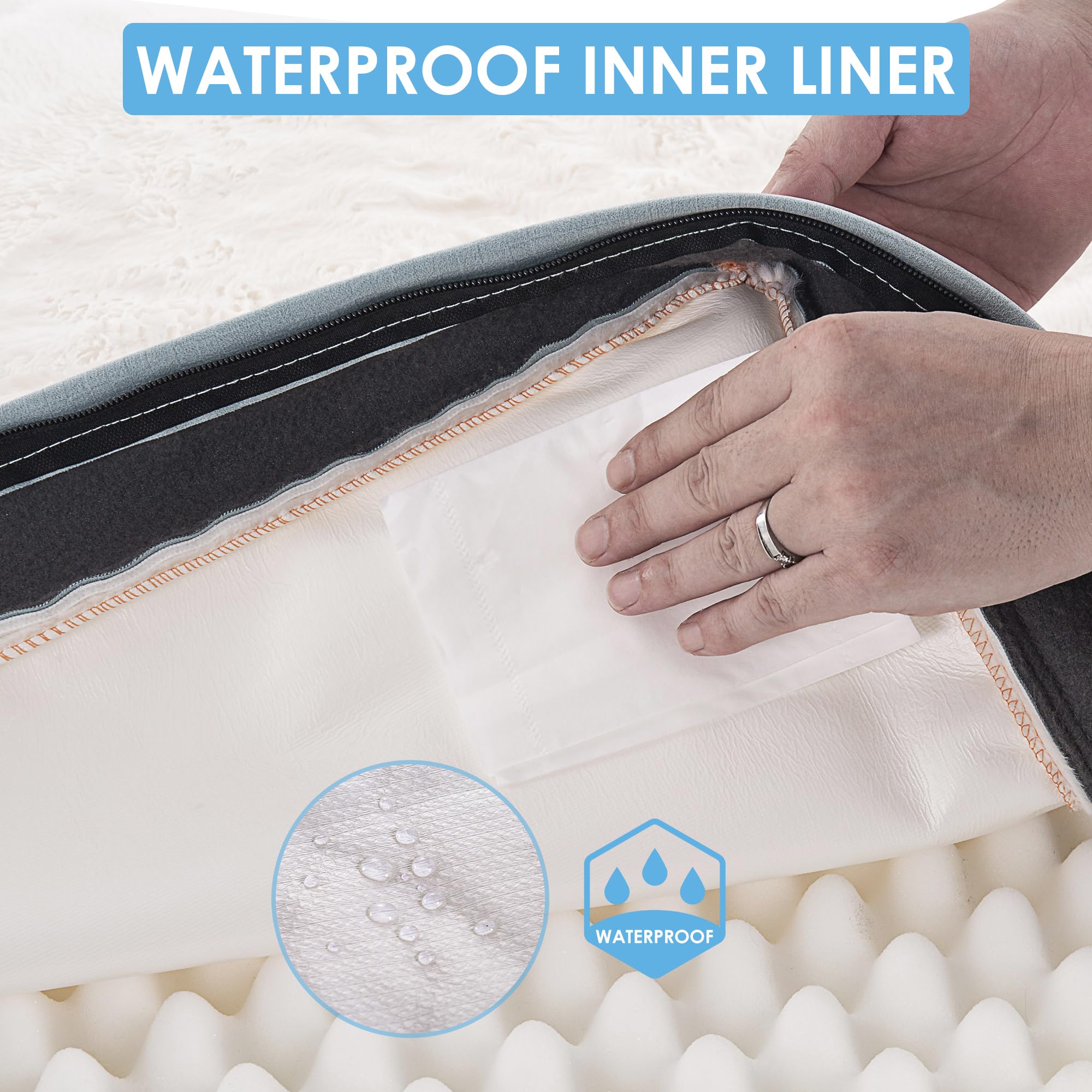 Sunheir blue waterproof cover demonstrates easy-clean, machine-washable convenience for busy pet homes