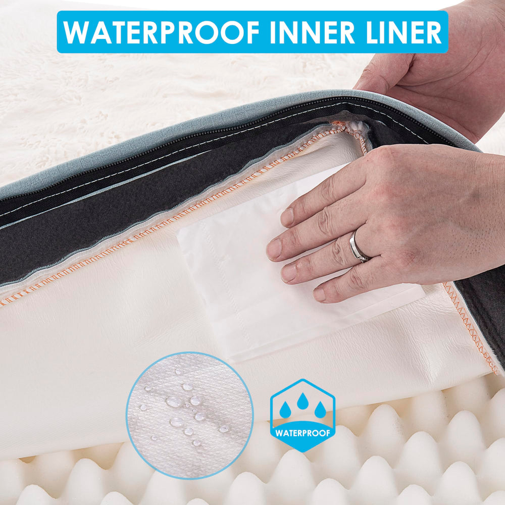 Sunheir blue waterproof cover demonstrates easy-clean, machine-washable convenience for busy pet homes