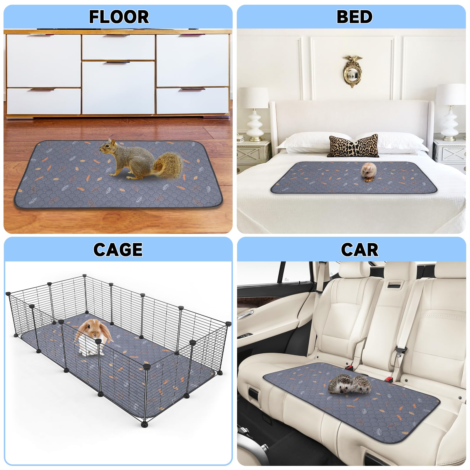 Sunheir reusable pads serve as versatile small animal cage liners.