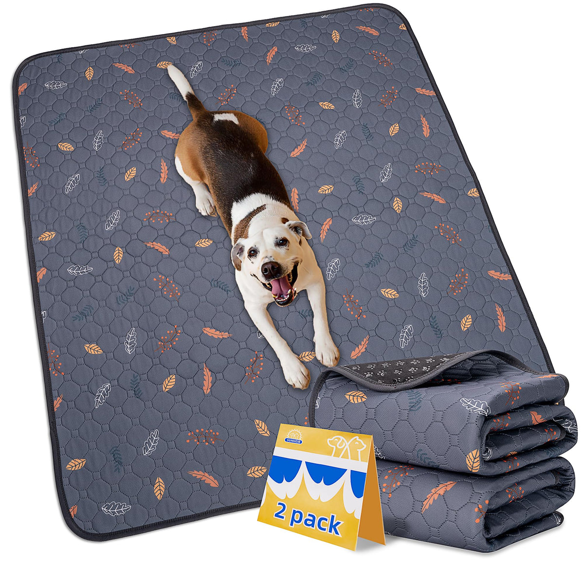 Sunheir Washable Dog Pee Pad 48x48 laid flat for training.