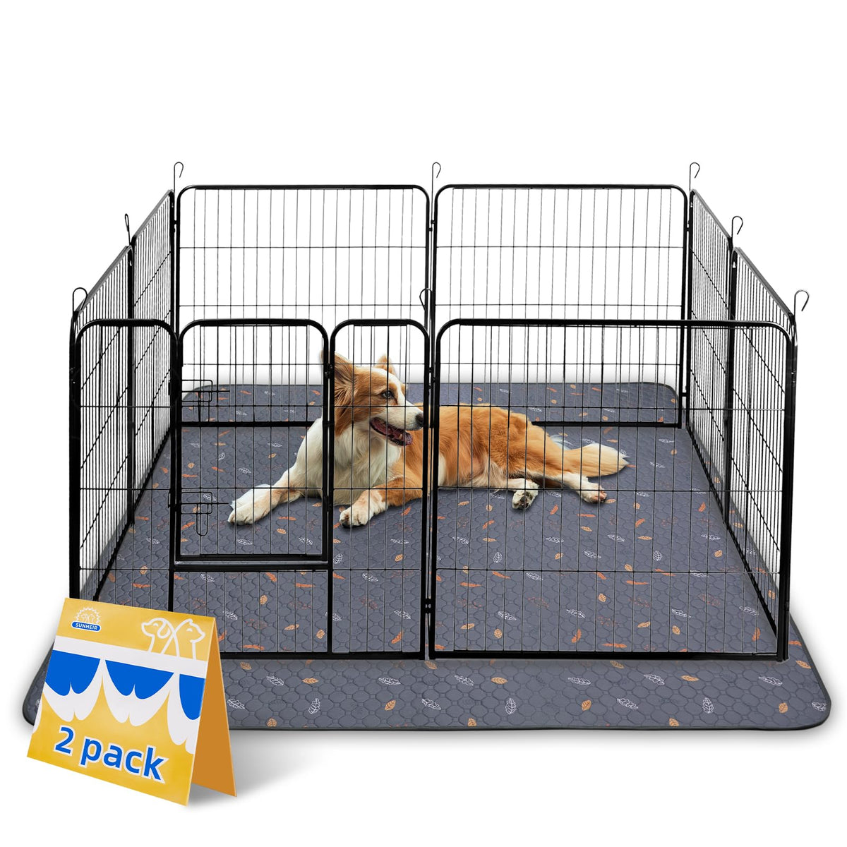 Sunheir extra-large washable pee pad in flat lay showing two-pack for training
