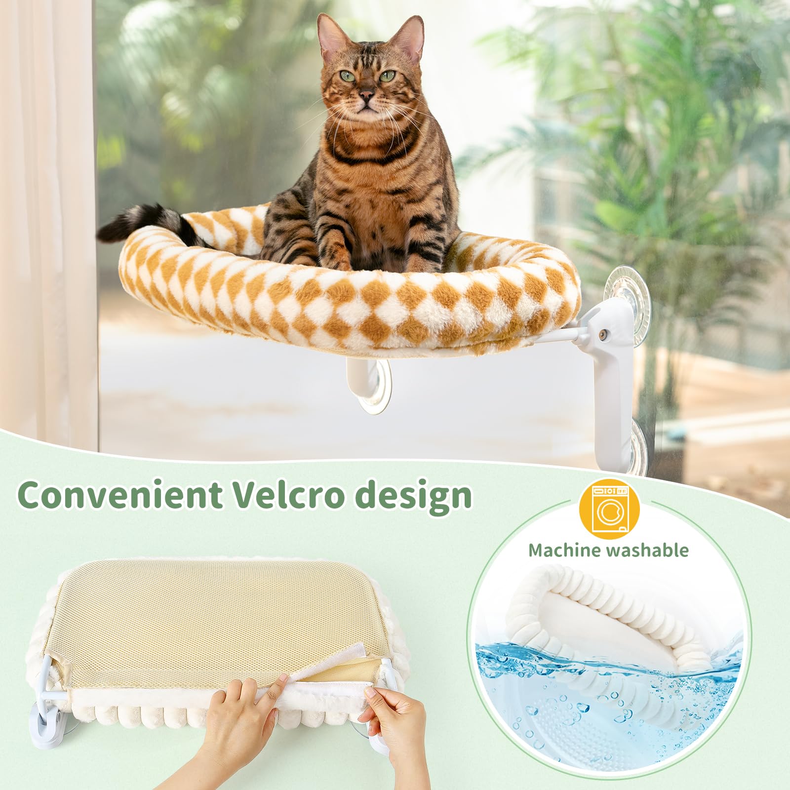Sunhoo Window Bed raised edges support head and paws.