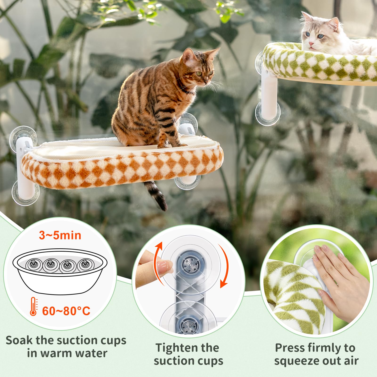 Sunhoo Cat Window Perch Bed 40 lbs capacity ensures sturdy seating.
