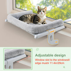 Sunhoo Cat Window Perch Hammock with adjustable clamp system for secure installation.