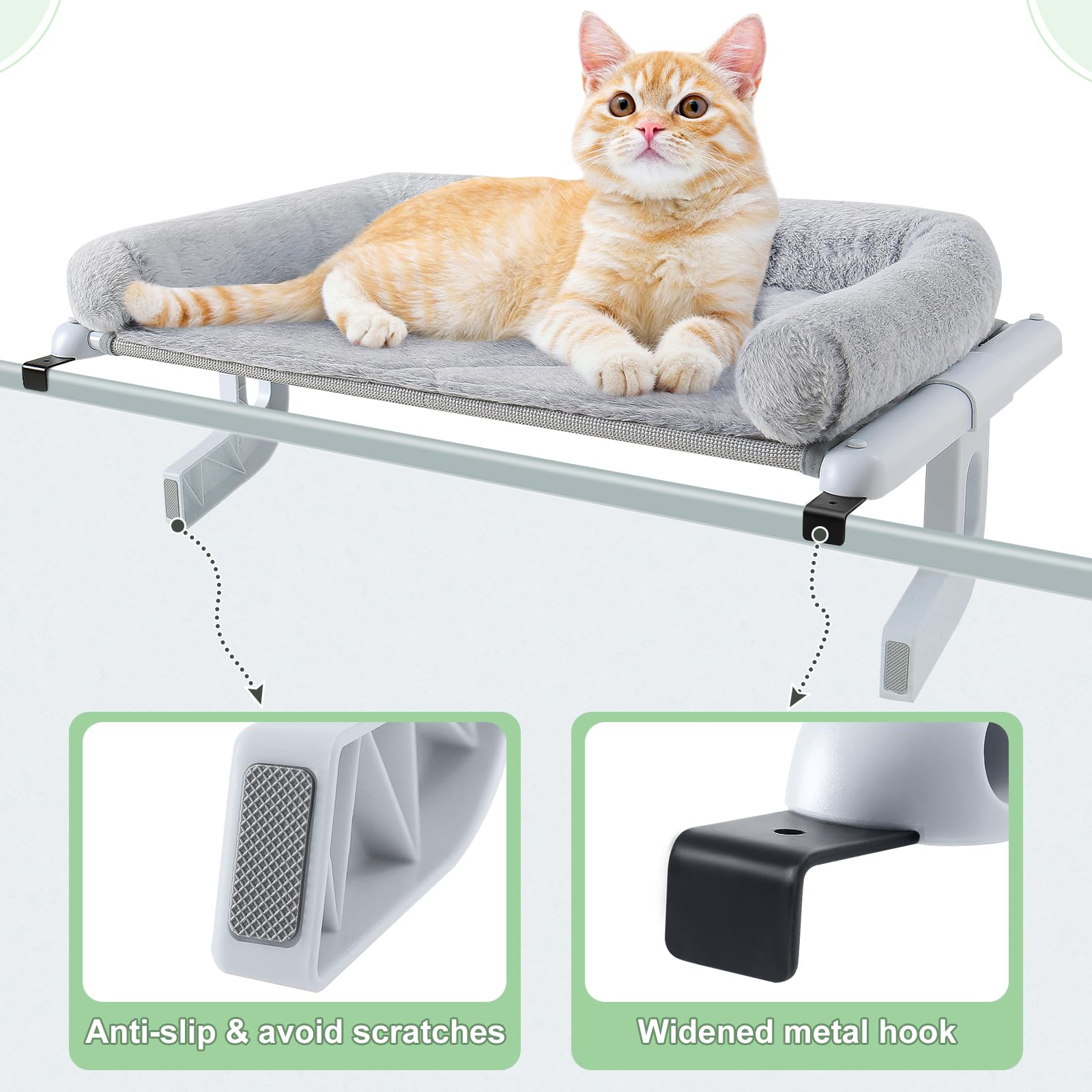 Sunhoo Cat Window Perch Hammock mounted on a window sill demonstrates stable setup.