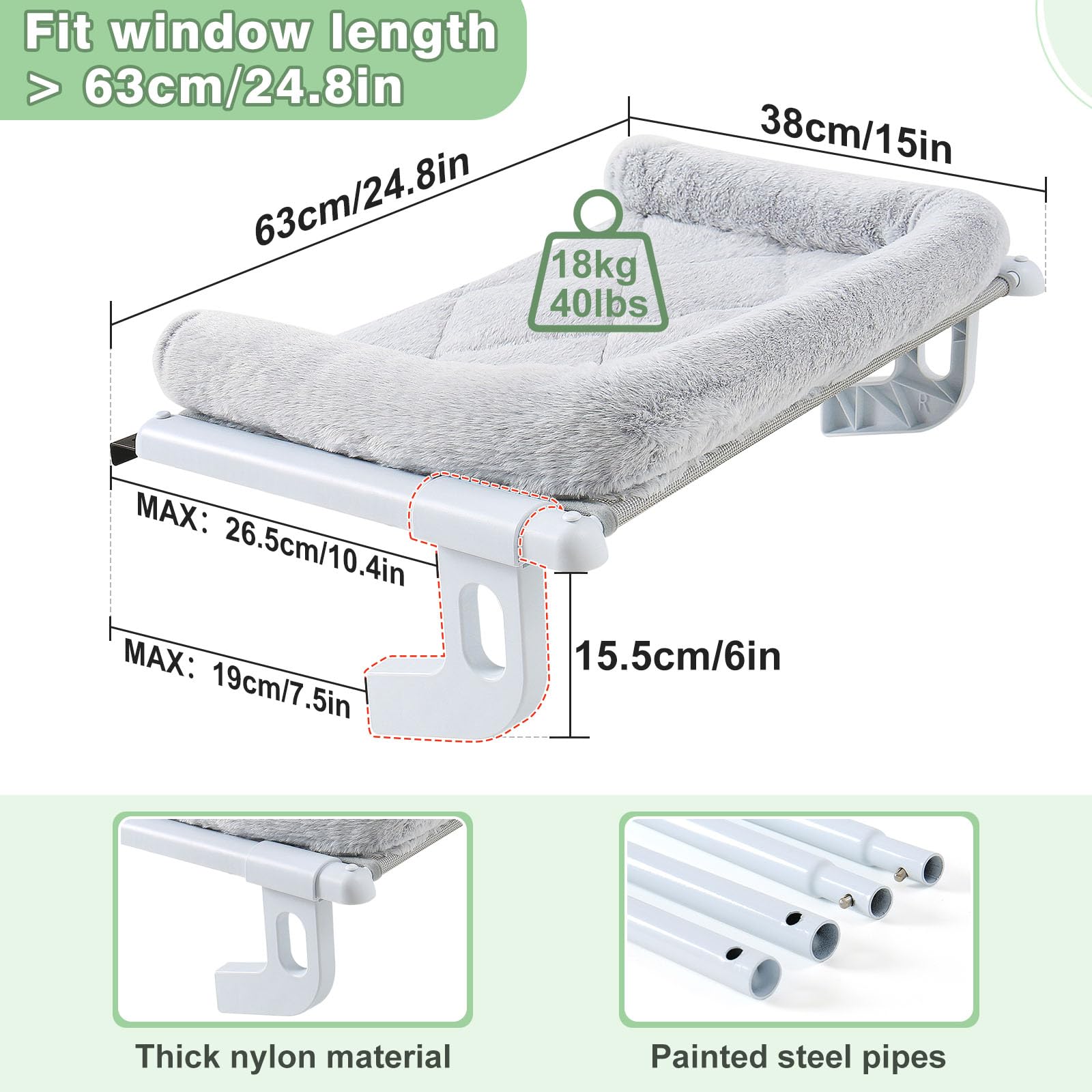 Sunhoo Cat Window Perch Hammock removable plush cover for easy cleaning.