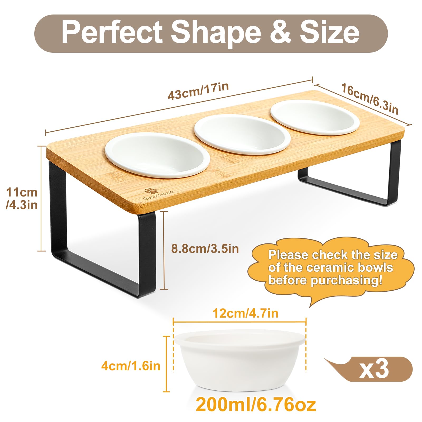 Sunhoo ceramic bowls 3-pack for dry, wet food and water