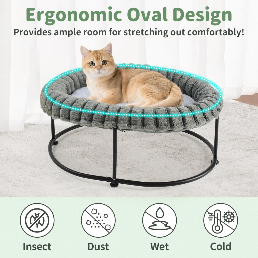 Sunhoo elevated cat bed assembly guide with simple step-by-step setup.