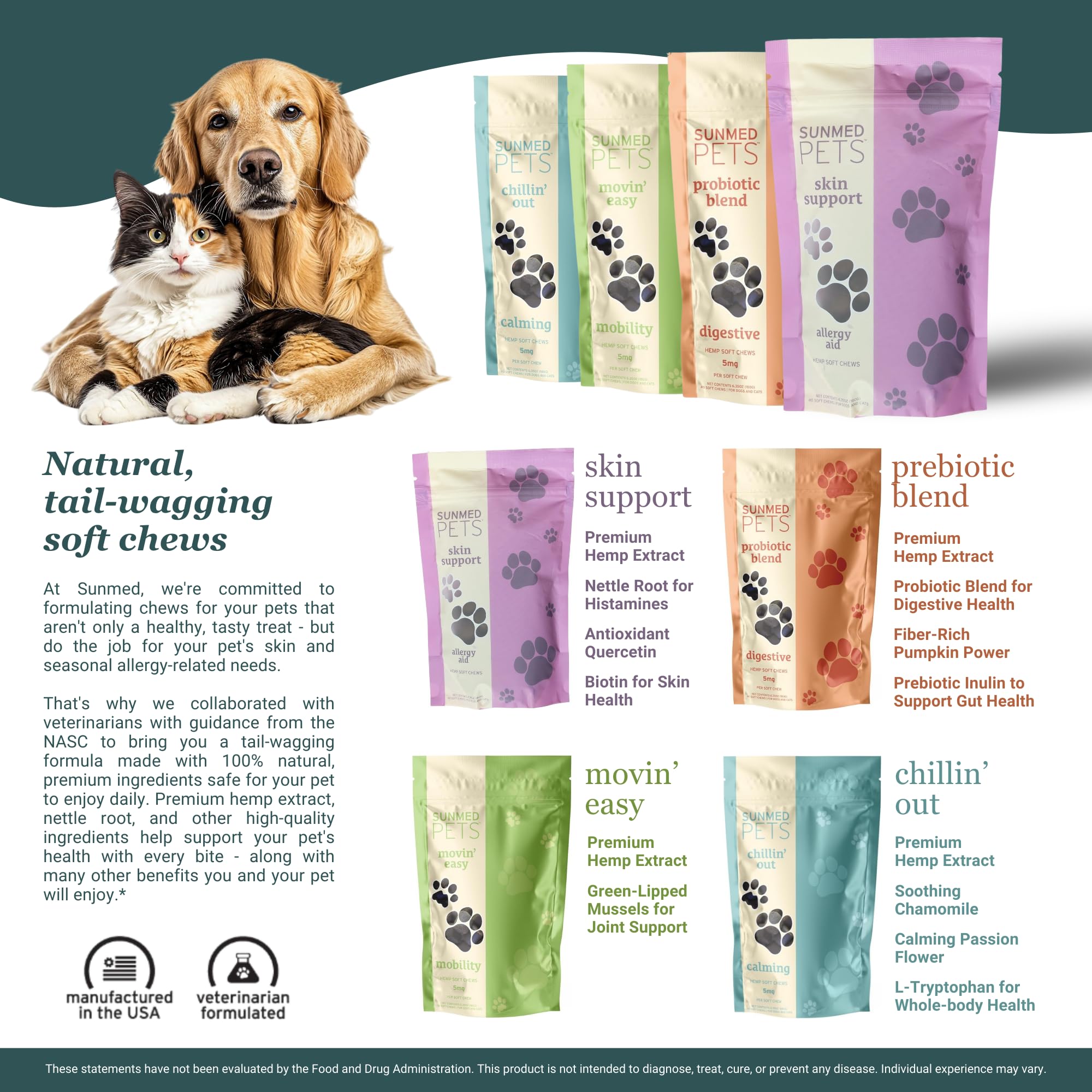 Beef liver and sweet potato flavor in Sunmed Movin' Easy chews.