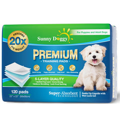 Sunny Doggy Pee Pads 22x22 absorption for quick moisture capture and cleaner floors.