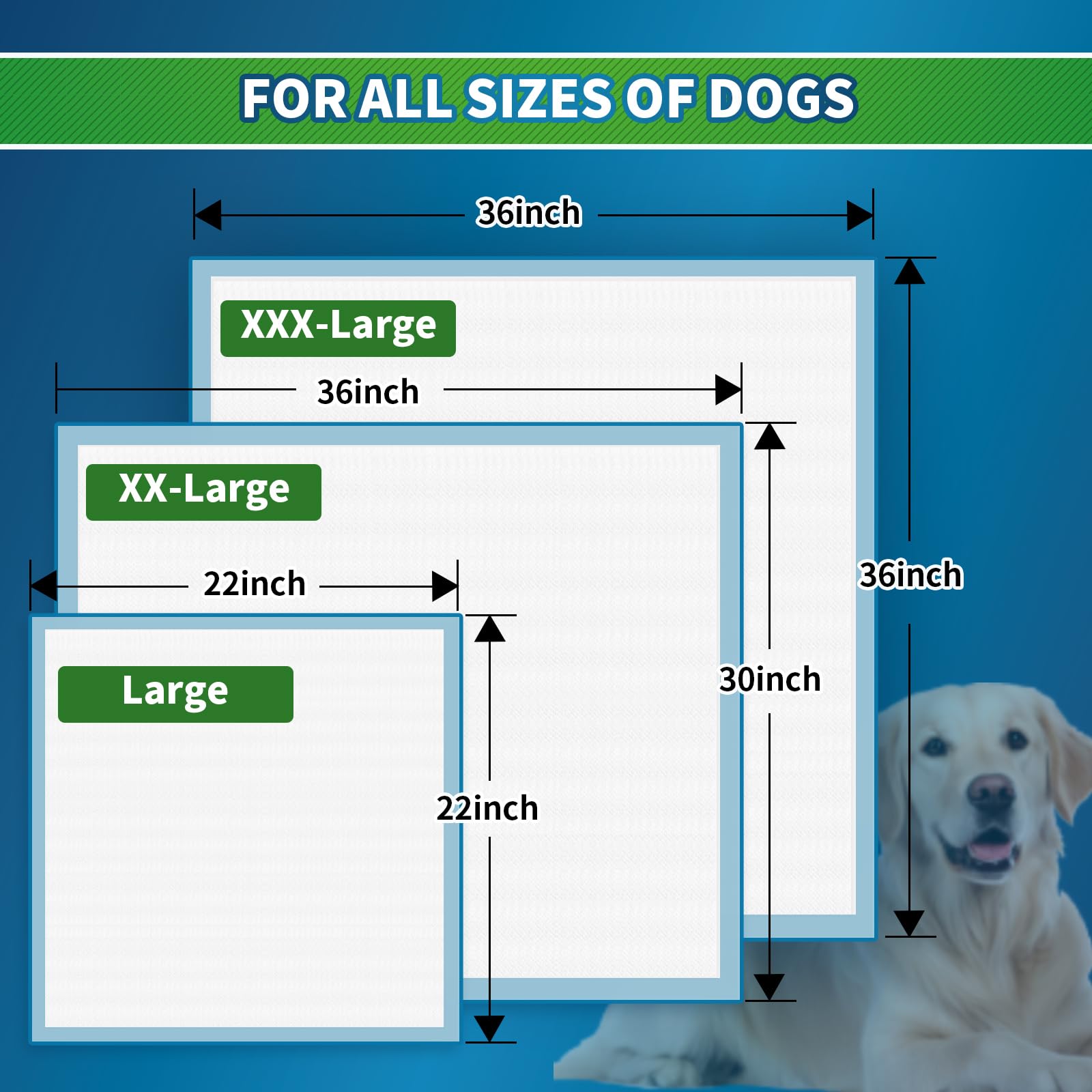 Sunny Doggy Pee Pads 22x22 five-layer protection ensures durability during use.
