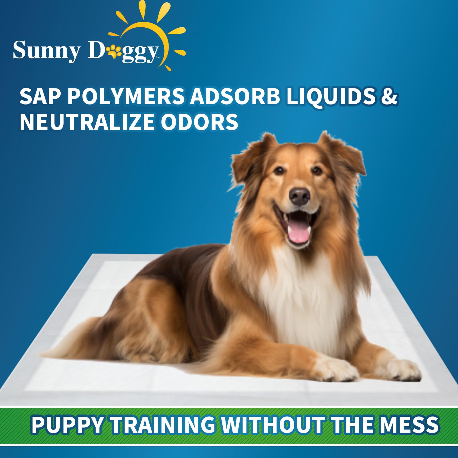 Sunny Doggy pee pads help keep crates and car interiors cleaner.