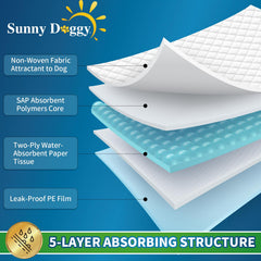 Sunny Doggy pee pads surface texture highlights quick absorption and dry feel.