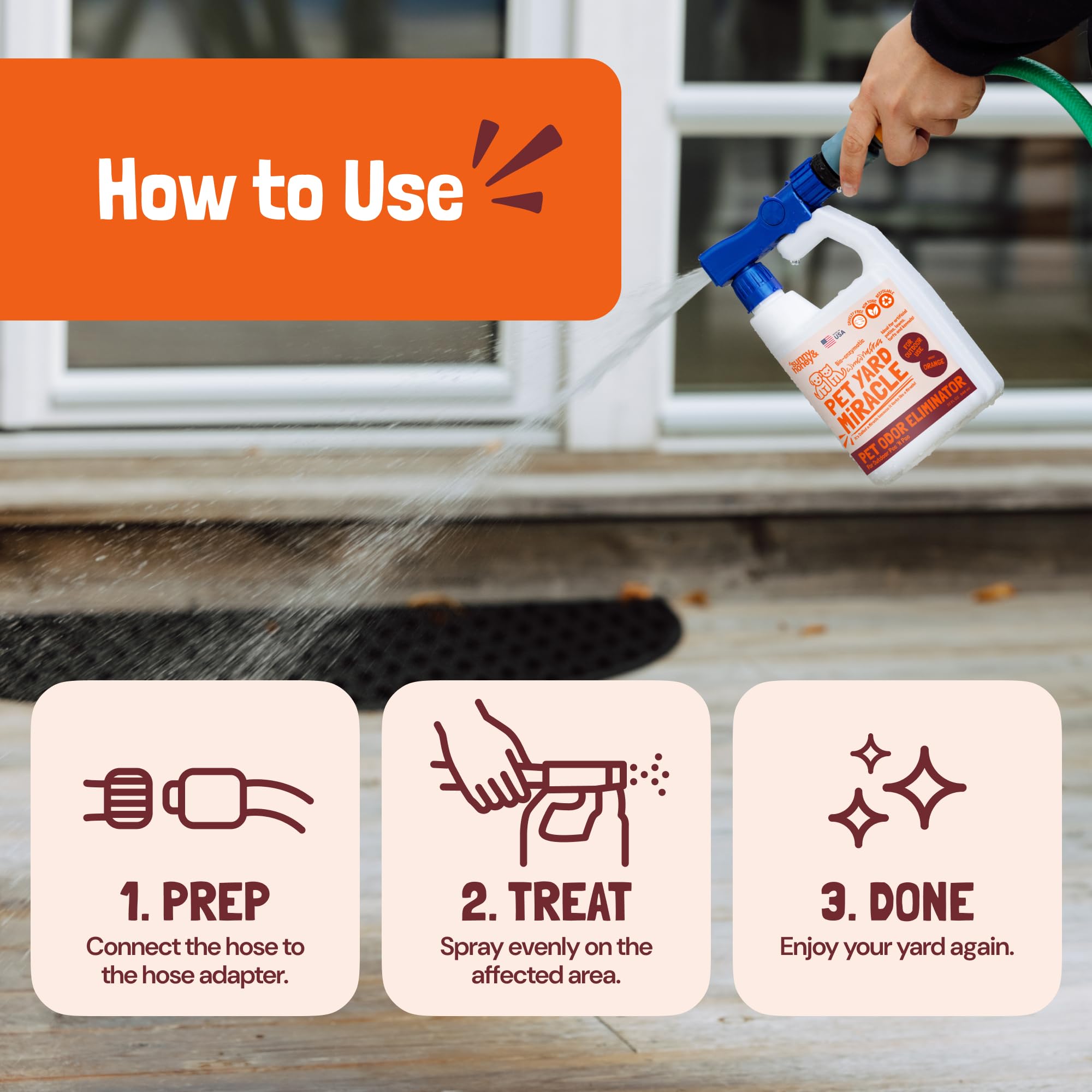 Sunny & Honey easy cleanup deck patio scene showing simple mess removal