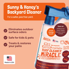 Sunny & Honey pet urine enzyme action demonstrating enzymatic cleaning on turf