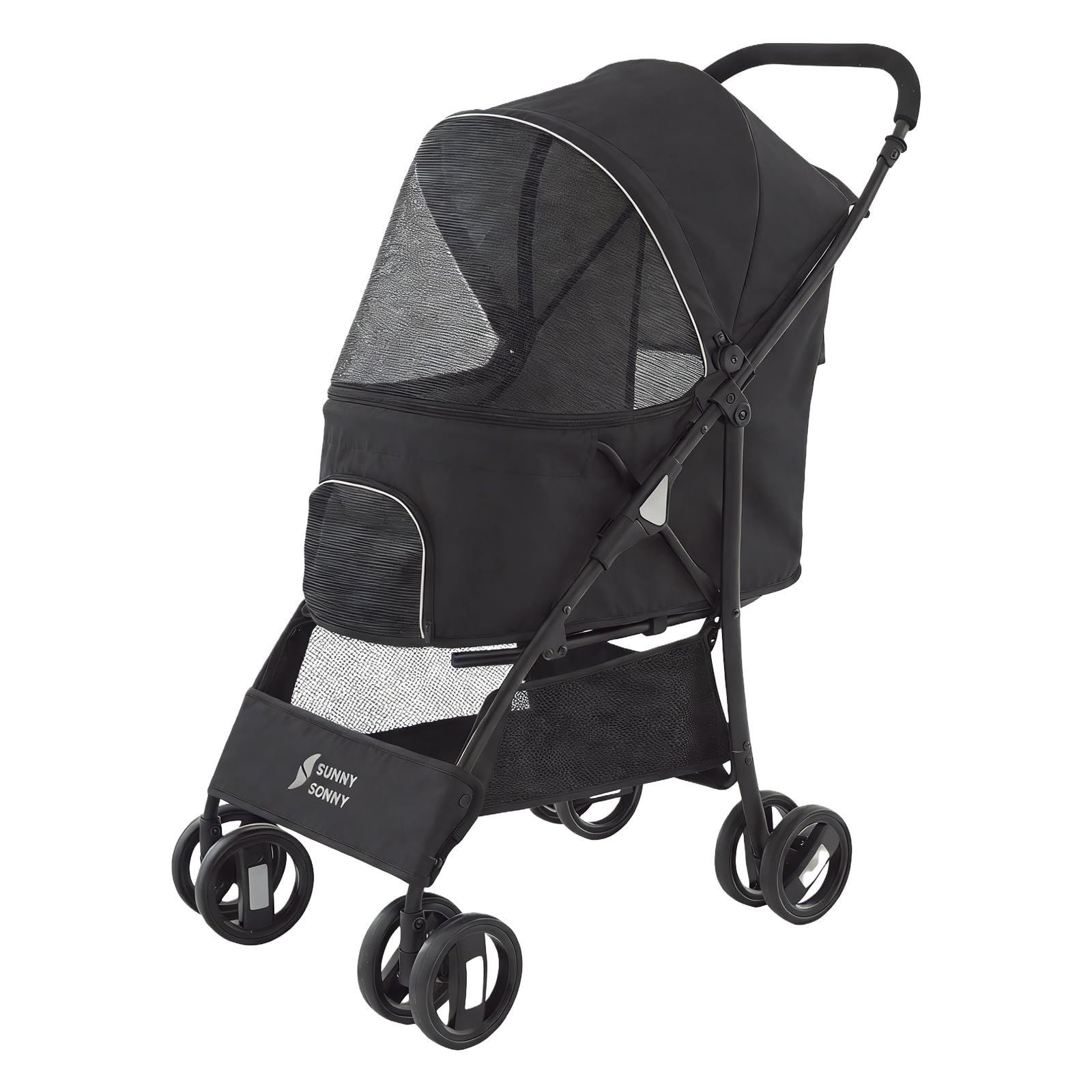 Sunny Sonny 4Wheels Pet Stroller front view for safe, comfortable dog or cat rides up to 33 lbs