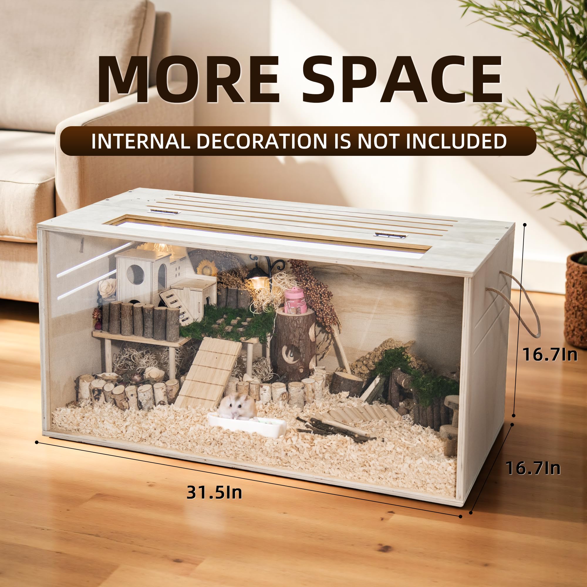 SUNRISELAND hamster cage open top with clear acrylic panels for viewing