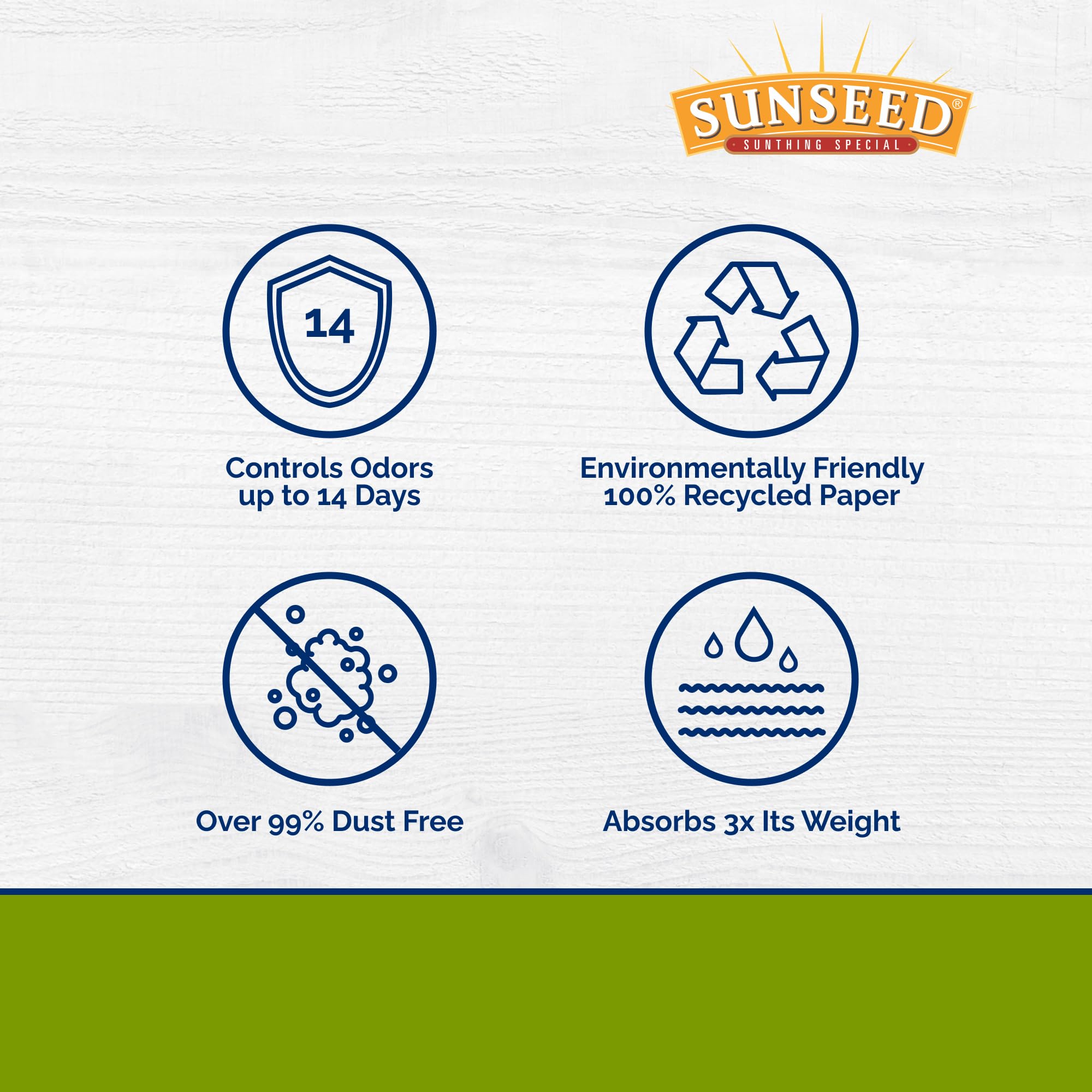 Sunseed Fresh World Bedding Grey 450cuin nesting demo highlights cozy burrows for small pets.