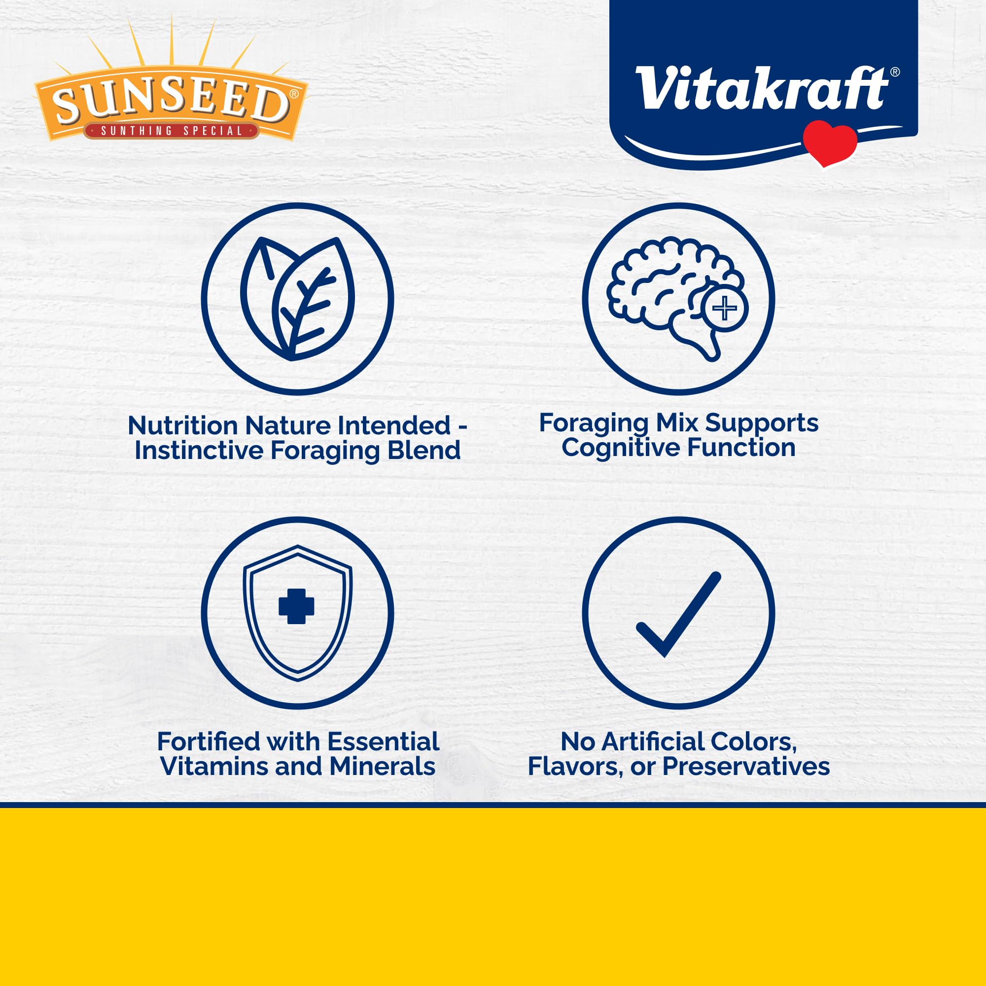 Sunseed Vita Prima ancient grains blend adds texture and foraging variety.