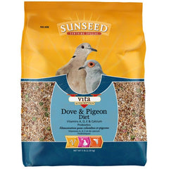 Sunseed Vita Sunscript 5lb bag highlighting fortified nutrition for doves and pigeons.