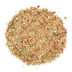 Nutrition label on Sunseed Vita Sunscript 5lb bag emphasizes vitamins and minerals.