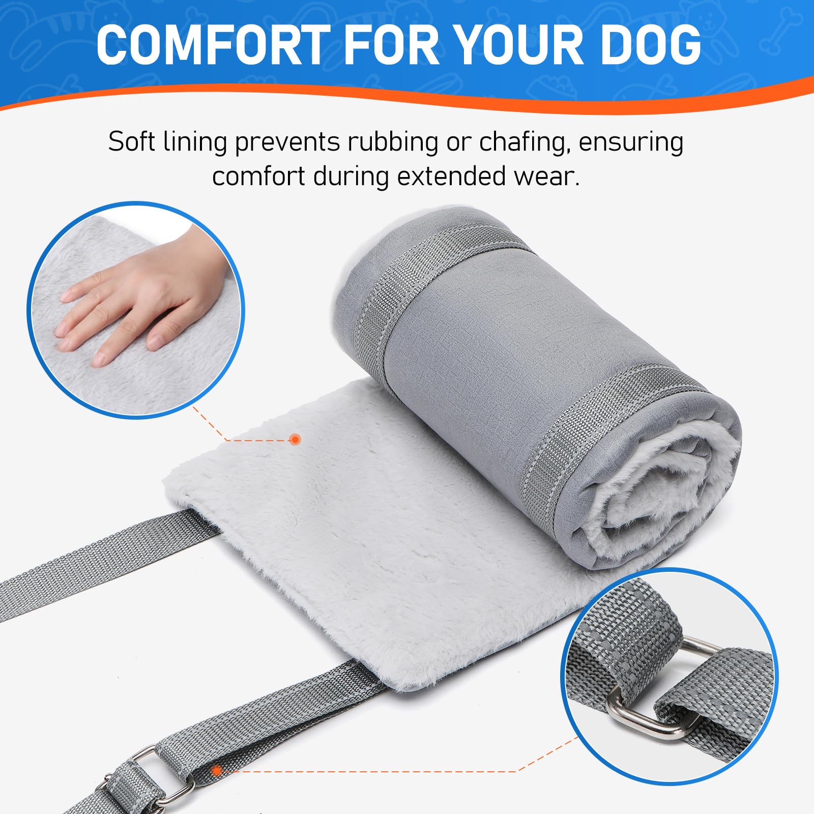 Sunsleek Dog Lift Harness padded lining ensures comfortable wear