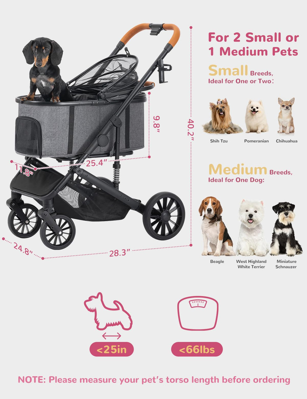 SUNTHX Stroller illustrating capacity for two small pets