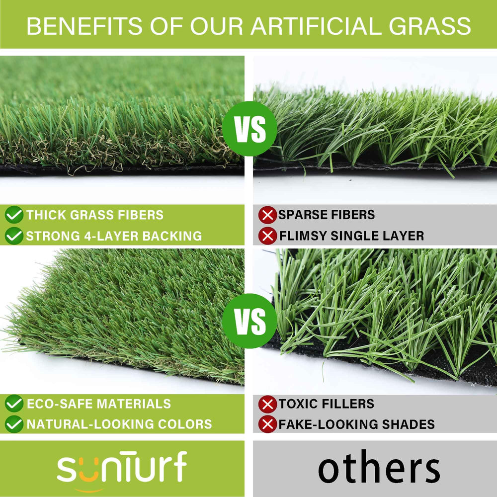 SUNTURF UV-resistant material resists sun and cold.