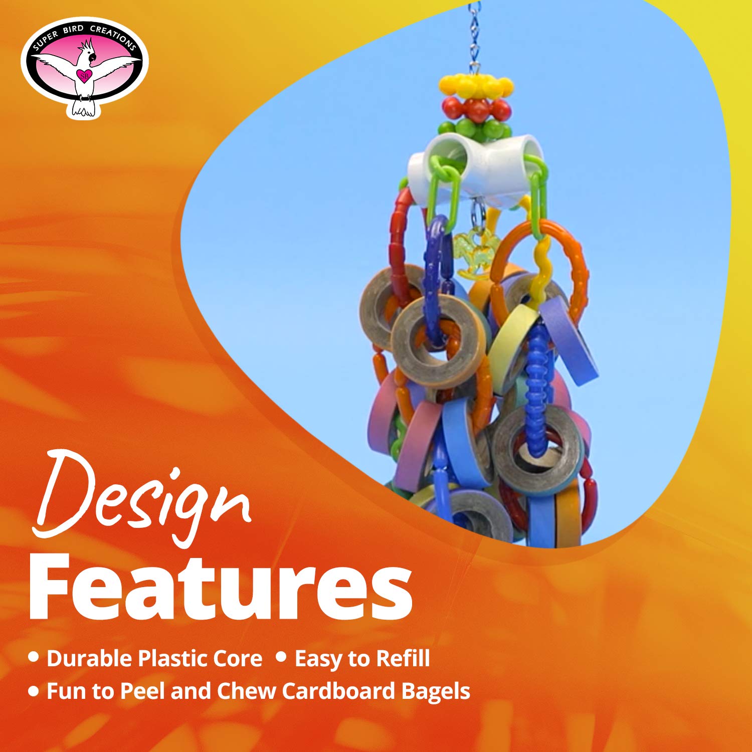 Super Bird Creations SB1107 large bird toy provides sturdy enrichment for big parrots.