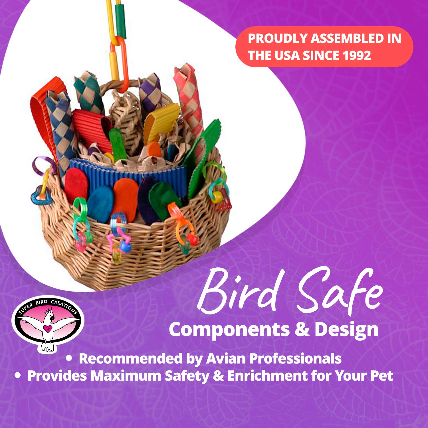 Super Bird Creations SB669 medium-bird enrichment for ringnecks and quakers.