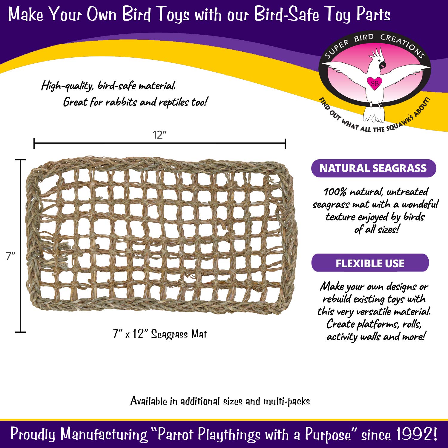 Seagrass Mat hanging toy by Super Bird Creations for climbing and play