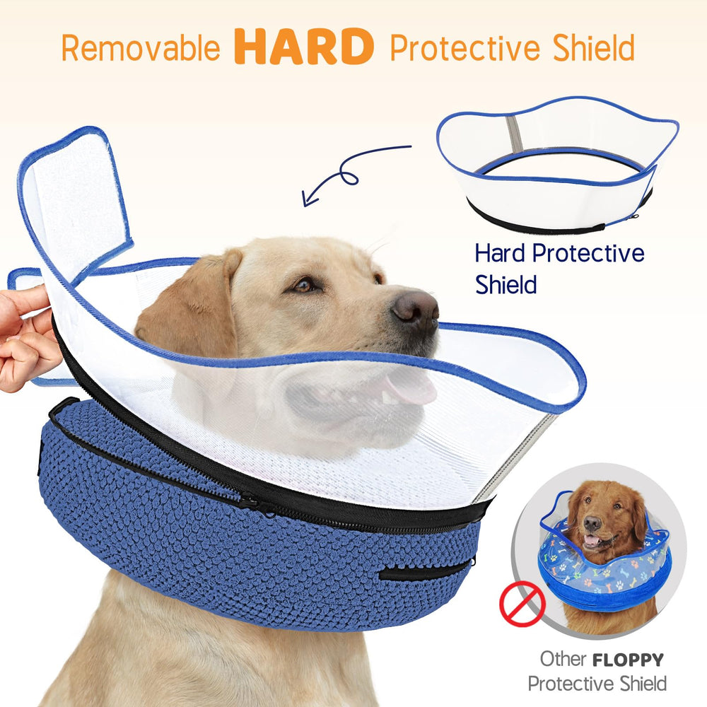 Supet 3D fabric cover on dog cone stays breathable and clean.